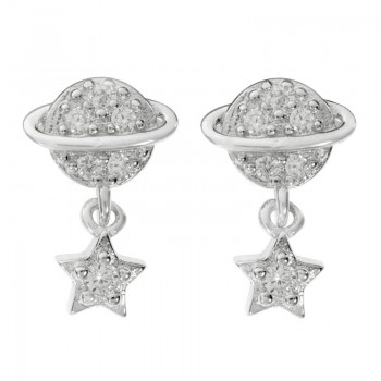 Pendientes planeta con estrella Plata de Ley - Karissma