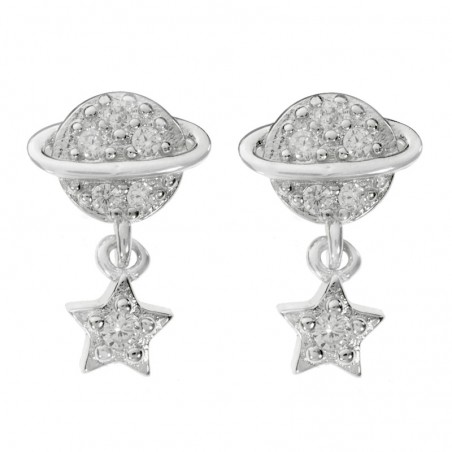 Pendientes planeta con estrella Plata de Ley - Karissma