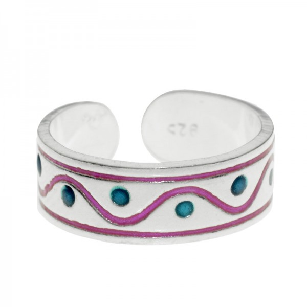 Anillo ajustable midi pie onda esmaltada Plata de Ley - Karissma