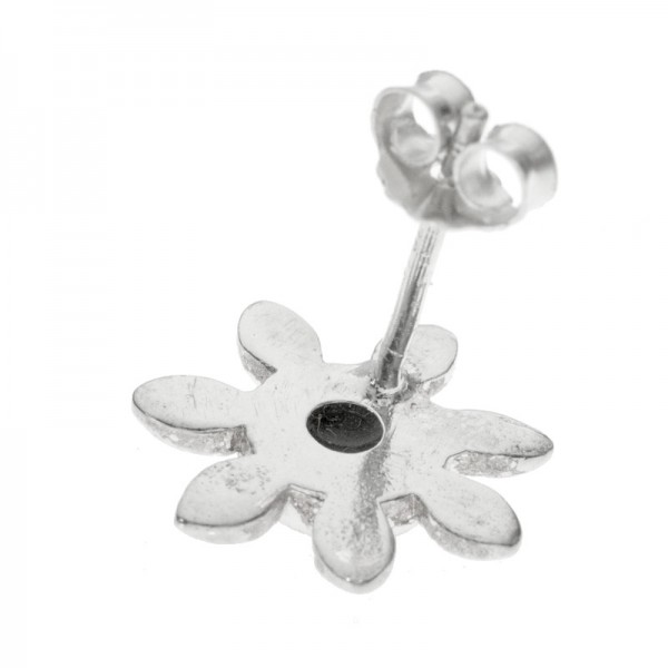 Pendientes flor centro de ónix Plata de Ley - Karissma