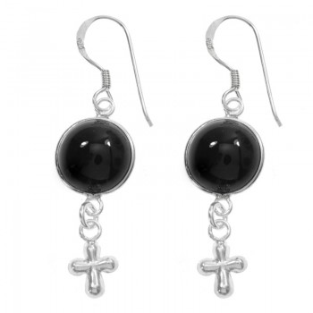 Pendientes ónix con cruz Plata de Ley - Karissma