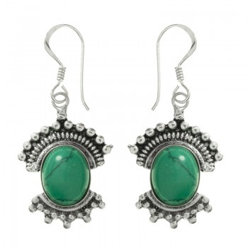 Pendientes étnicos con piedra oval Plata de Ley - Karissma 2