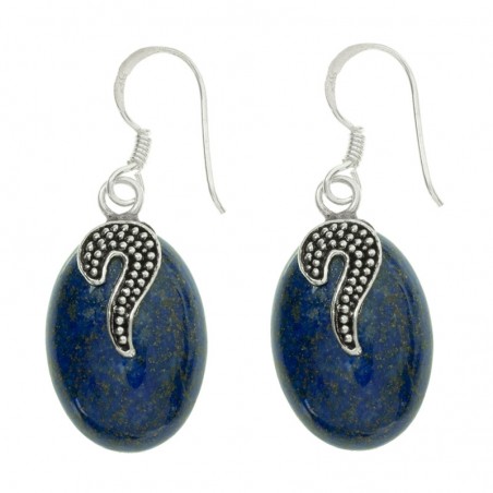 Pendientes piedra oval detalle étnico Plata de Ley - Karissma