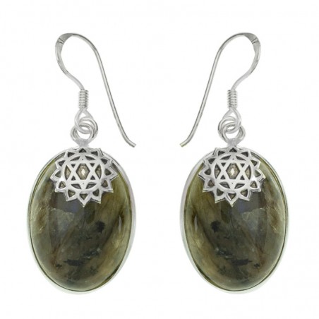 Pendientes labradorita mandala Plata de Ley - Karissma