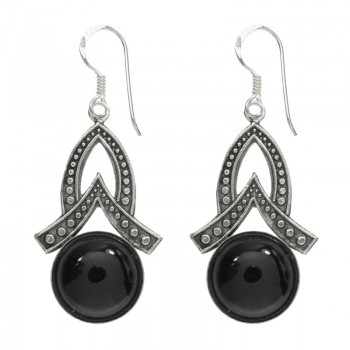 Pendientes largos con piedra circular Plata de Ley - Karissma 2