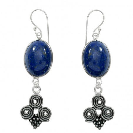 Pendientes lapislázuli triple espiral Plata de Ley - Karissma