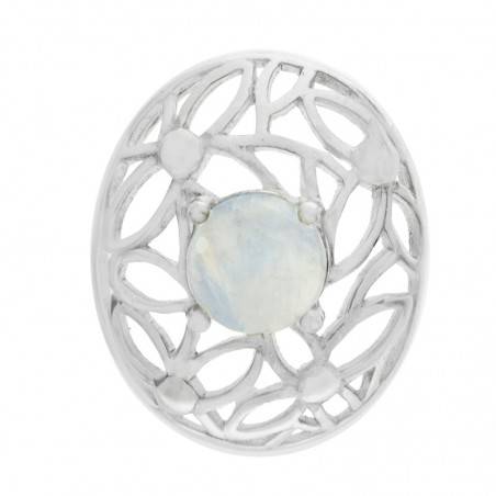 Colgante óvalo floral con piedra de luna Plata de Ley - Karissma