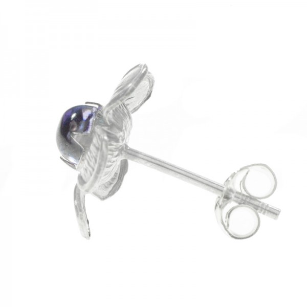 Pendientes flor centro turquesa o amatista Plata de Ley - Karissma