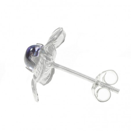 Pendientes flor centro turquesa o amatista Plata de Ley - Karissma