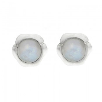 Pendientes mini flor piedra de luna Plata de Ley - Karissma
