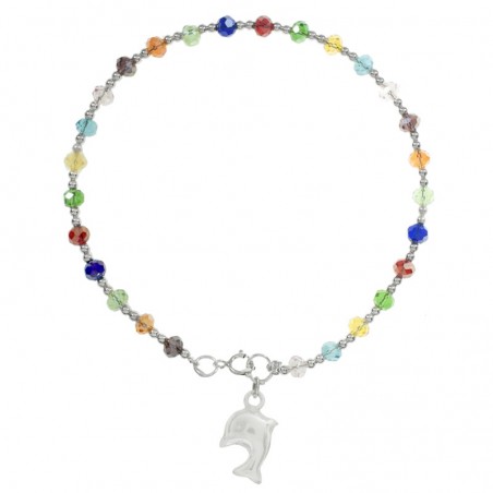 Pulsera con cristales checos facetados y colgante Plata de Ley | Karissma