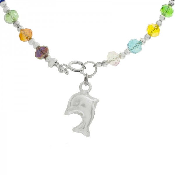 Pulsera con cristales checos facetados y colgante Plata de Ley | Karissma