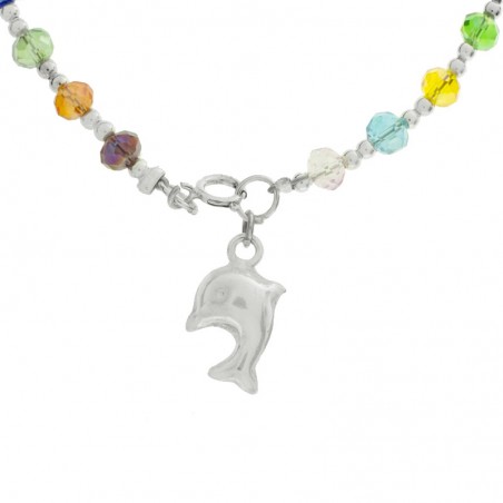 Pulsera con cristales checos facetados y colgante Plata de Ley | Karissma