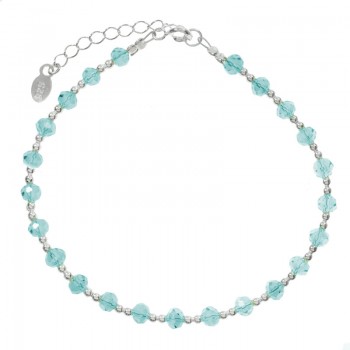 Pulsera ajustable con cristales checos facetados Plata de Ley | Karissma