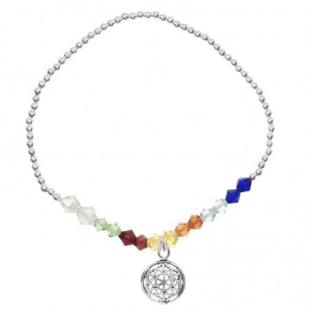 Pulsera con bolitas cristales checos facetados y colgante Plata de Ley | Karissma