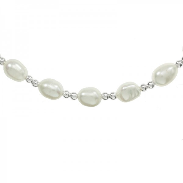 Tobillera con perlas y bolitas Plata de Ley | Karissma