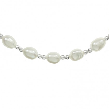 Tobillera con perlas y bolitas Plata de Ley | Karissma