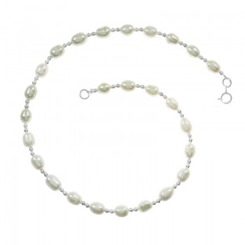 Tobillera con perlas y bolitas Plata de Ley | Karissma