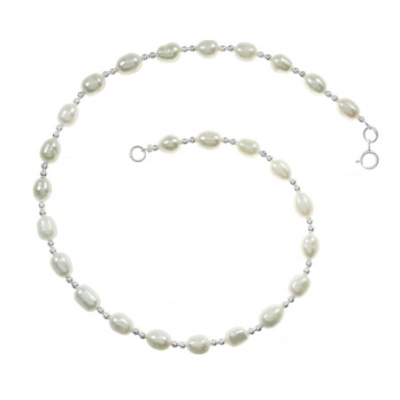 Tobillera con perlas y bolitas Plata de Ley | Karissma