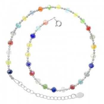 Tobillera con cristales checos de colores Plata de Ley | Karissma