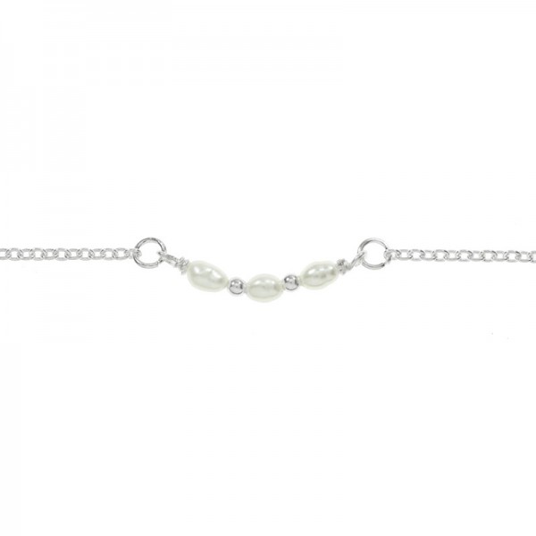 Pulsera ajustable con triple perla Plata de Ley | Karissma