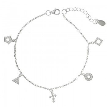 Pulsera 5 abalorios colgantes Plata de Ley 925| Karissma