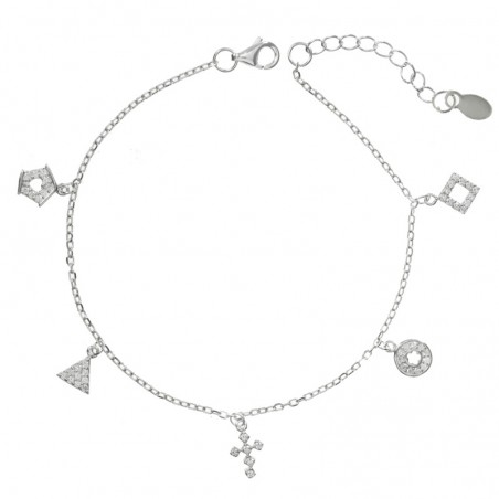 Pulsera 5 abalorios colgantes Plata de Ley 925| Karissma