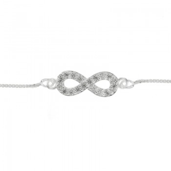 Pulsera infinito brillo cadena cuadrada Plata de Ley | Karissma