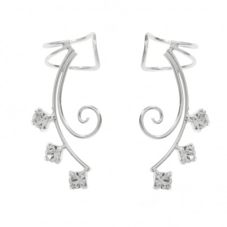 Pendientes ear cuff cascada con espiral Plata de Ley - Karissma