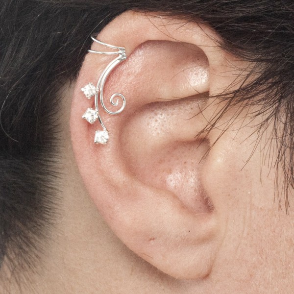 Pendientes ear cuff cascada con espiral Plata de Ley - Karissma