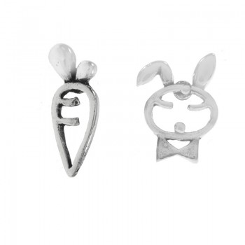 Pendientes asimétricos zanahoria y conejo Plata de Ley - Karissma
