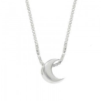 Collar luna XXS con cadena cuadrada Plata de Ley - Karissma