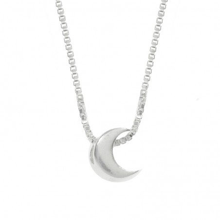 Collar luna XXS con cadena cuadrada Plata de Ley - Karissma