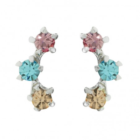 Pendientes triple circonita de colores Plata de Ley - Karissma