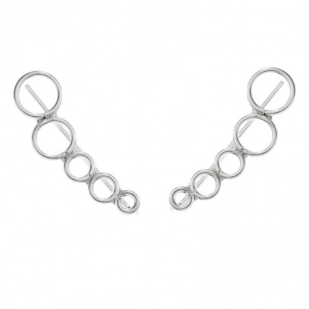 Pendiente trepador círculos Plata lisa de Ley 925