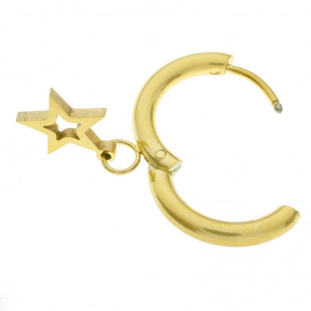 Set de pendientes con aro con estrella acero - Karissma