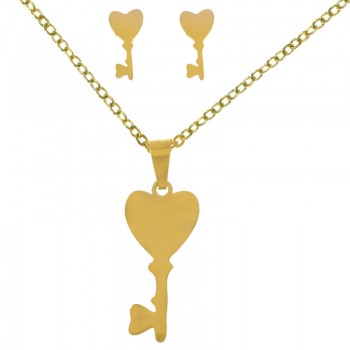 Conjunto llave corazón de acero - Karissma