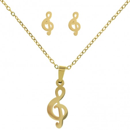 Conjunto clave de Sol dorado acero - Karissma