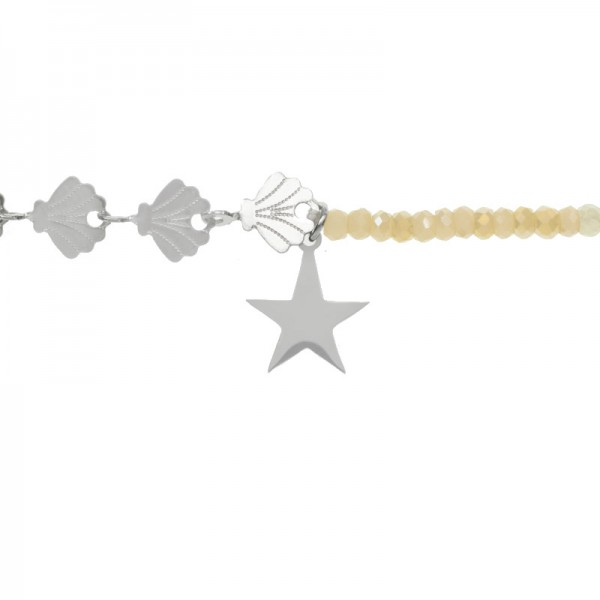 Pulsera conchas con cristales facetados y estrella acero - Karissma
