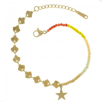 Pulsera conchas con cristales facetados y estrella acero - Karissma