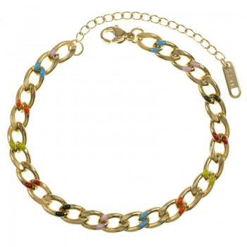 Pulsera eslabón grumet detalles esmaltados acero - Karissma