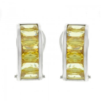 Pendientes circonitas amarillas & cierre omega plata - Karissma