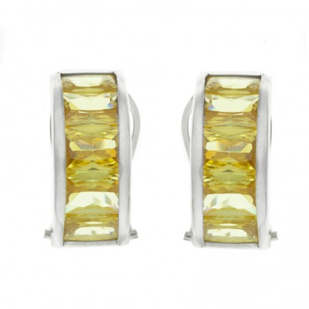 Pendientes circonitas amarillas & cierre omega plata - Karissma