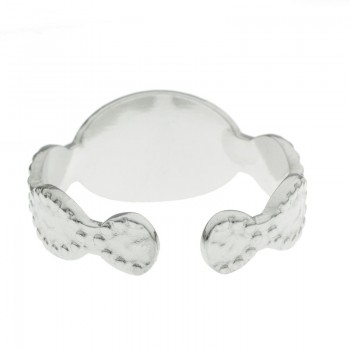 Anillo ajustable martillado centro turquesa acero - Karissma 2