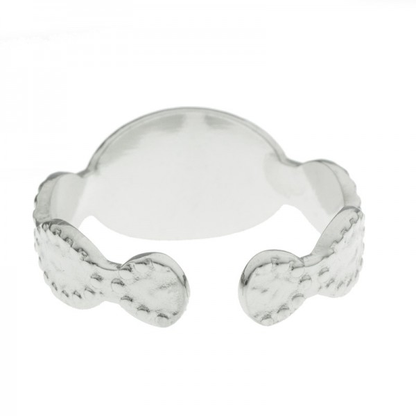 Anillo ajustable martillado centro turquesa acero - Karissma