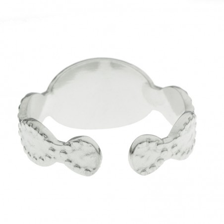 Anillo ajustable martillado centro turquesa acero - Karissma