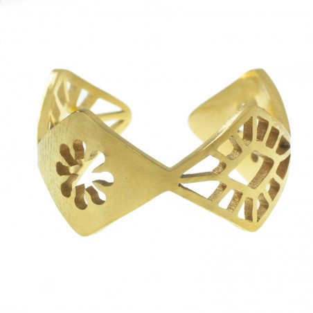 Anillo ajustable rombos calados acero dorado - Karissma