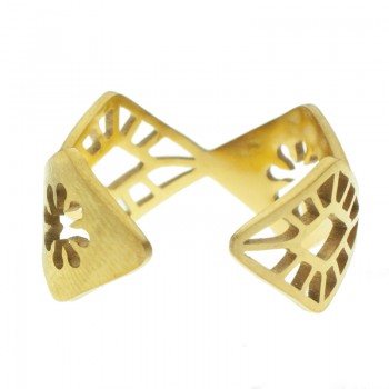 Anillo ajustable rombos calados acero dorado - Karissma 2