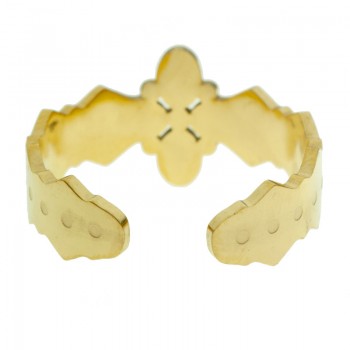 Anillo ajustable flor textura acero dorado - Karissma 2