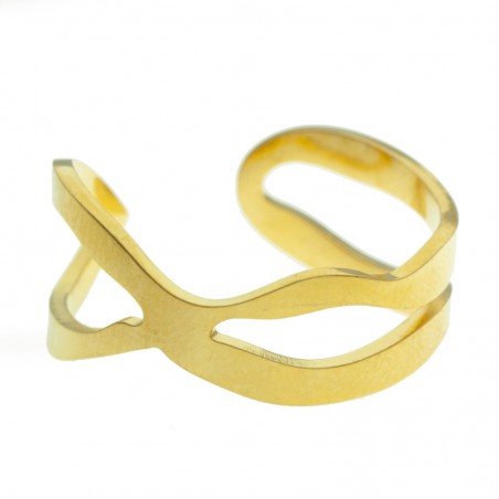 Anillo ajustable doble hilo entrelazado acero dorado - Karissma
